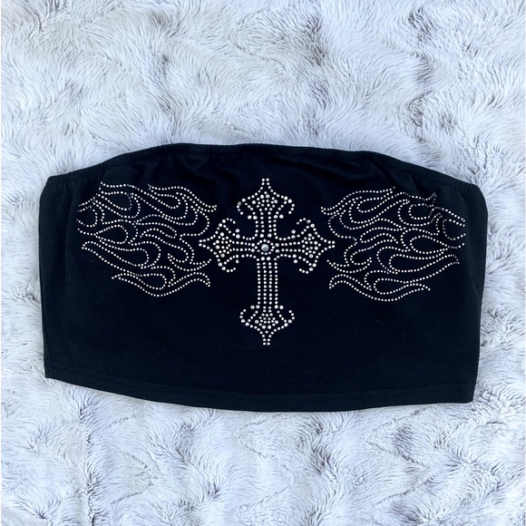 SHEIN/ROMWE - Rhinestone Cross Tube Top - Picture 1 of 2